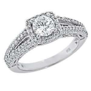  Gold Round Diamond Engagement Ring Split Shank Design Vintage Style 