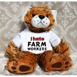 SHOPZEUS Plush Stuffed Tiger Toy with I Hate Farm Workers 