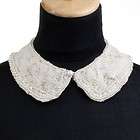   Women Beige Fur Vintage Beaded Choker Necklace Peter Pan Collar C025WT