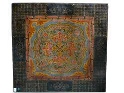 Vintage Tibetan Kung Table Lotus Flower Painting s1225  
