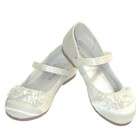 IM Link Little Girls Satin White Mary Jane Velcro Ruffle Shoes Size 12