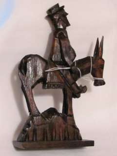 Wood Figurine Art Sculpture Donkey Mule Man Mountain 11  