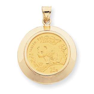 goldia 14k Gold 1/4 oz Mounted Panda Coin in Coin Bezel