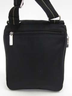 LEVENGER Black Nylon Zipper Shoulder Flap Handbag  