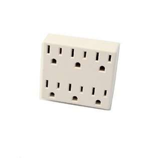   15 Amp, 125 Volt, 6 Outlet Grounded Adapter, White 