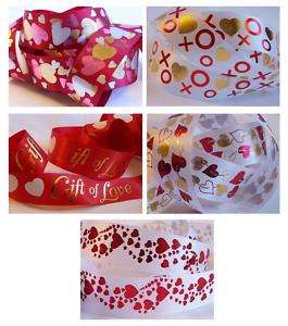 Love & Hearts Foil Stamped Ribbon ~ BTY  