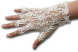 Prom Wedding LACE HALF FINGER Gloves PINK BLUE WHITE  
