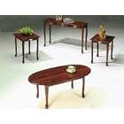 Acme 3 pc pack cherry finish queen anne wood coffee table set
