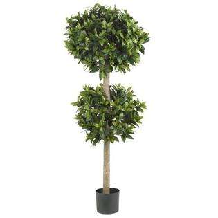   Natural 57 Inch Sweet Bay Double Ball Topiary Silk Tree 