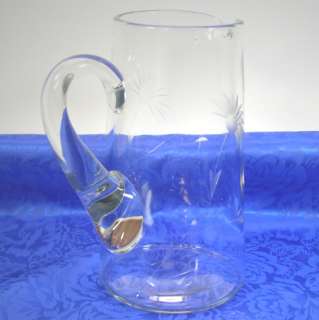 Vintage Half Daisy Floral Cut Glass Water/Milk Pitcher 56 oz  