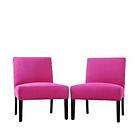 pink microfiber fabric accent slipper armless chair set 2 new