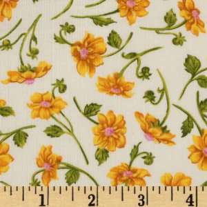  44 Wide Dazzling Dahlias Flower Toss Yellow/White Fabric 