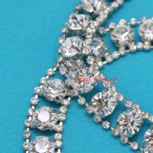 couture clothing bridal applique rhinestone crystal silver chain 