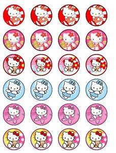 24 Hello Kitty (2) Edible Cupcake Toppers  