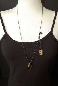 New JUICY COUTURE Hematite Good Luck 3 Charm Necklace in Box $68 