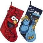Kurt Adler Sesame Street Cookie Monster and Elmo Christmas Stocking 