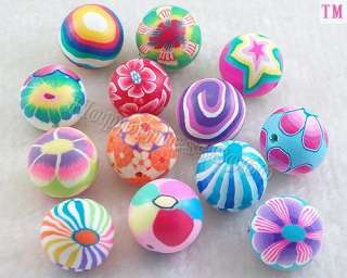 50pcs Polymer Clay huge round ball Beads (mixed colours) f0228 18mm
