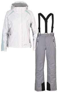 Ladies Womens TRESPASS Ski Jacket & Salopettes Suit Set WHITE GREY 