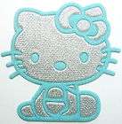 70 pcs Blue Silvery Hello Kitty Iron on Patches Cloth Applique 
