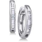 Showman Jewels Hoop Huggie Baguette Diamond Earrings 10k White Gold 