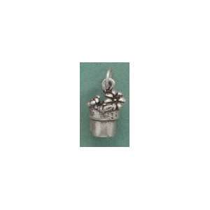  Sterling Silver Charm .5 in Flower Pot Jewelry