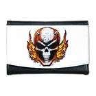 Artsmith Inc Mini Wallet Skull with Flames Iron Cross and Spikes 