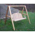 Fifthroom 5 Red Cedar Blue Mountain Fanback Porch Swing with Stand