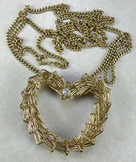 Vintage Wire Heart Pendant Necklace, 14kt GF  