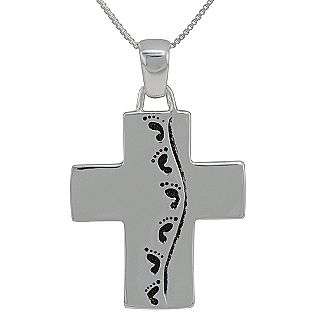 Footprint Cross Pendant in Sterling Silver  Jewelry Sterling Silver 
