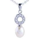pugster sterling silver pearl crystal circle pendant necklace