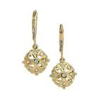 10k solid yellow gold diamond cut filigree hoop designer earrings