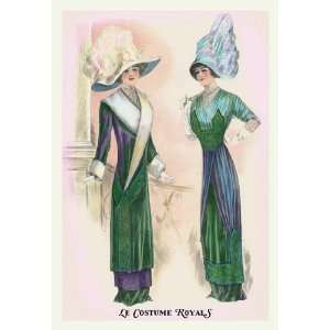  Costume Royals Ladies in Blue and Green 12X18 Canvas 