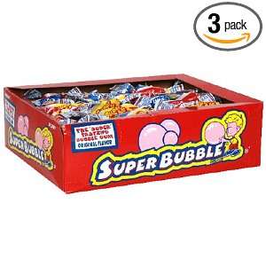 Super Bubble Gum, Original Flavor, 180 Count Boxes (Pack of 3)  