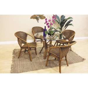  Indoor Rattan & Wicker Round Dining Table w/ 42 Glass 