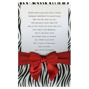  Fashionable Zebra Stripes with Red Bow Pocket Invitations 