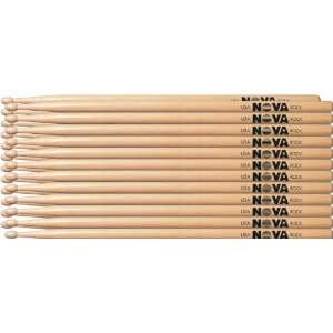   Nova 12 Pair Hickory Drumsticks Wood Rock Musical Instruments