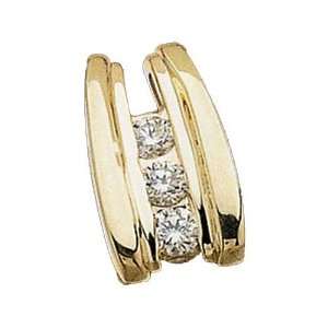   Yellow Gold Three Stone Diamond Slide Pendant Jewelry Days Jewelry