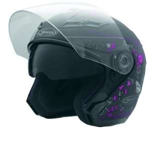 Gmax GM67S Open Face Helmet Butterfly Flat Black Pink  