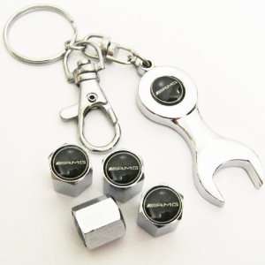  AMG Logo Tire Valve Caps with Wrench Keychain Everything 