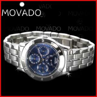 Movado Tempomatic Men Day Date Blue SS Automatic Watch  