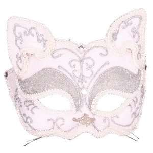  White Venetian Inspired Cat Mask 