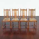 antique english solid oak jacobean dining side chairs set 4