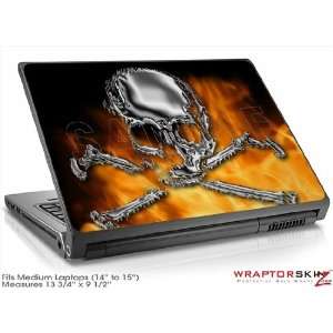  Medium Laptop Skin Chrome Skull on Fire Electronics