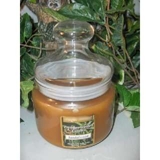Sandalwood Scented Wax Herbal Candle in Apothecary Glass Jar 16 Oz 