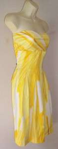 CALVIN KLEIN Yellow Strapless Cotton Spandex Dress 10  
