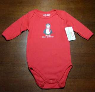 Baby Christmas Bodysuit Red Penguin Infant Size 0 12 months Newborn 