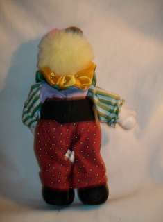   clown doll fabric clothes porcelain head sawdust body 8 1/2  