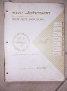 1972 Johnson Outboard Motor Service Manual 2 HP 2R72 v  