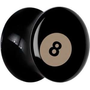  18mm Black Acrylic Eight Ball Saddle Plug Jewelry