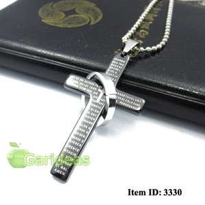 Mens Stainless Steel Bible Black Cross Chain Ring Pendant Necklace 